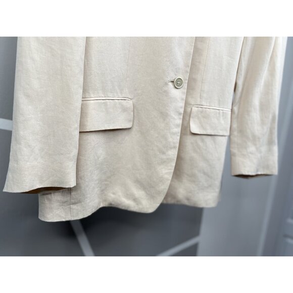 Theory Linen Galena Boxy Blazer Womens Small XS/S Cream Oversized Jacket - Picture 8 of 15
